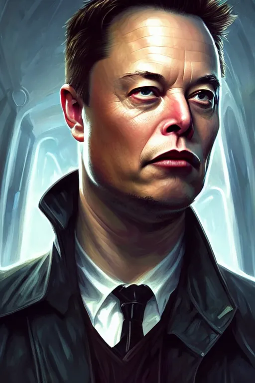 Image similar to elon musk as agent smith from the matrix, realistic portrait, symmetrical, highly detailed, digital painting, artstation, concept art, smooth, sharp focus, illustration, cinematic lighting, art by artgerm and greg rutkowski and alphonse mucha