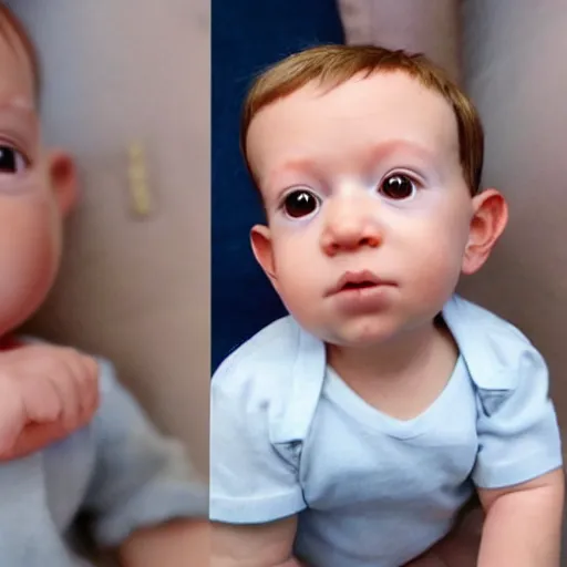 Image similar to a baby that looks exactly like Mark Zuckerberg