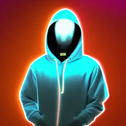 Image similar to ghost in hoodie, portrait, vaporwave, synthwave, neon, vector graphics, cinematic, volumetric lighting, f 8 aperture, cinematic eastman 5 3 8 4 film, photorealistic