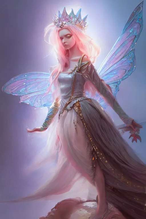 Image similar to fairy princess, highly detailed, d & d, fantasy, highly detailed, digital painting, trending on artstation, concept art, sharp focus, illustration, art by artgerm and greg rutkowski and fuji choko and viktoria gavrilenko and hoang lap