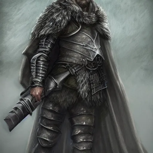 Image similar to concept art of ned stark as a dark souls boss