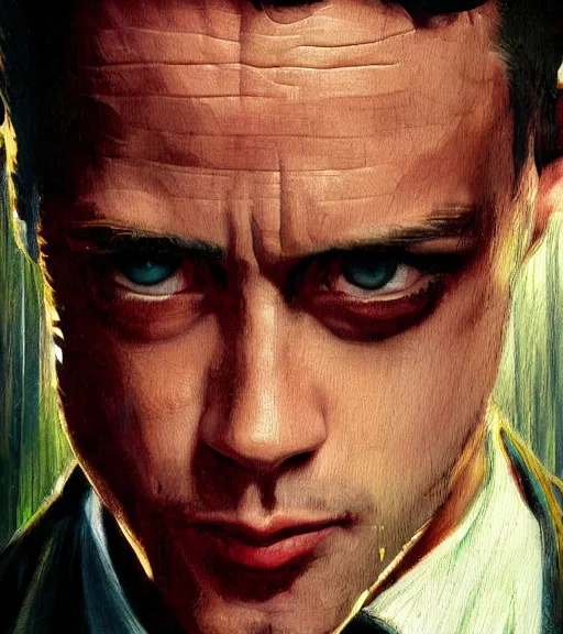 Prompt: high quality high detail painting by alberto mielgo and jaime jones, fight club, cinematic, hd