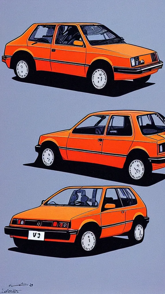 Image similar to 1 9 8 0 s airbrush surrealism illustration of a vw golf