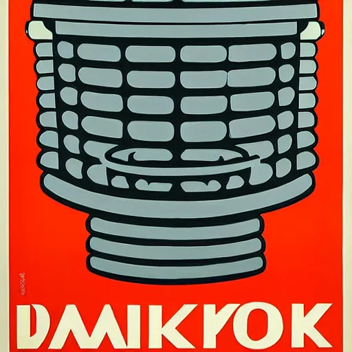 Image similar to soviet era poster of a dalek