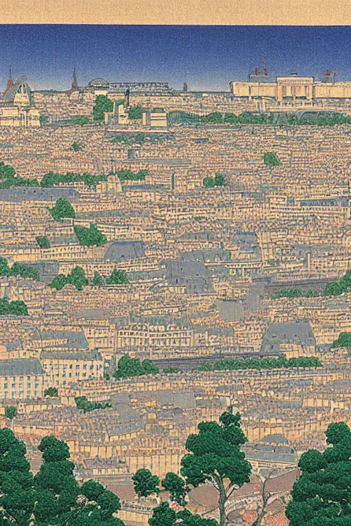 Prompt: paris landscape by hasui kawase