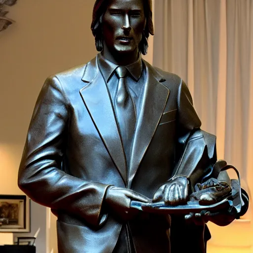 Prompt: bronze statue of keanu reeves