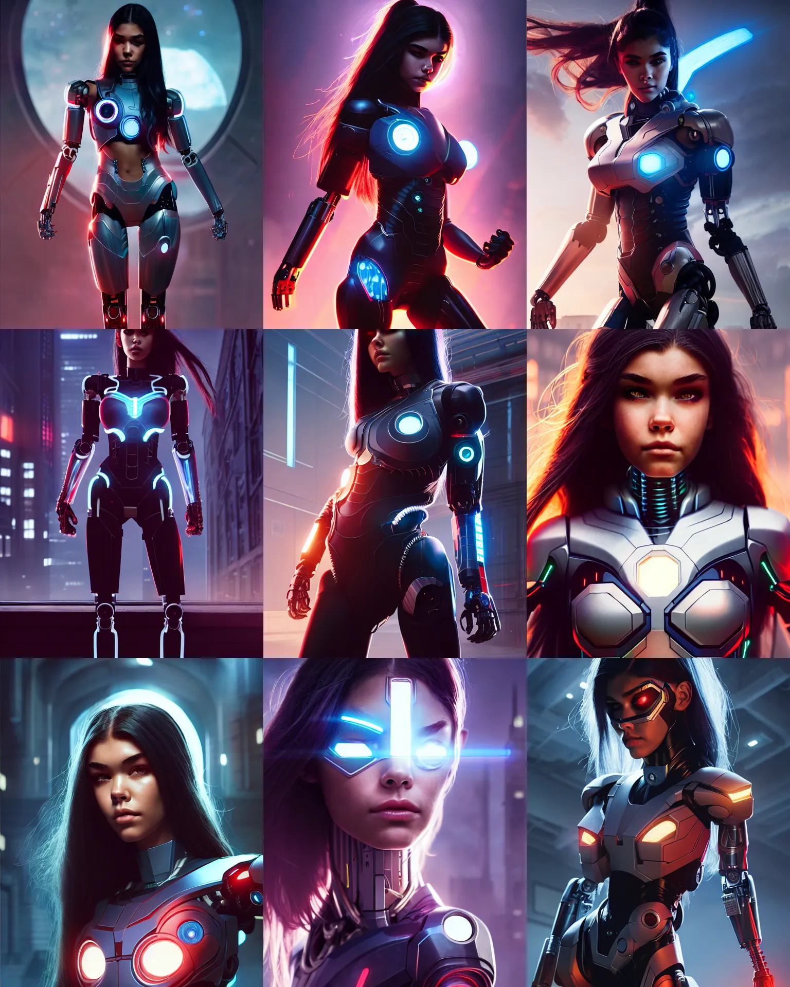 Prompt: a photo of madison beer : : college woman : : as cyborg woman by marvel trading card : : by greg rutkowski, wlop, rossdraws, unreal engine, sweaty 4 k, hdr, : :