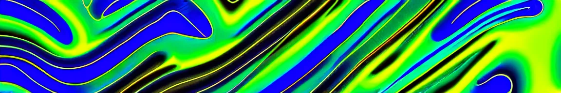 Prompt: abstract art representing signal waves trending toward the top - right and forming an inspired face, glowing blue and green neon streaks interwinding on a deep black background