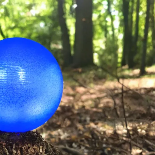 Image similar to what is this glowing blue orb i found in the woods at the park?