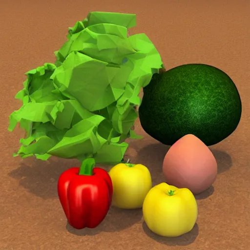 Prompt: low poly vegetables