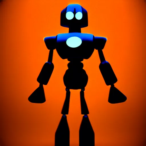 Image similar to the iron giant with orange peel texture, realistic, render