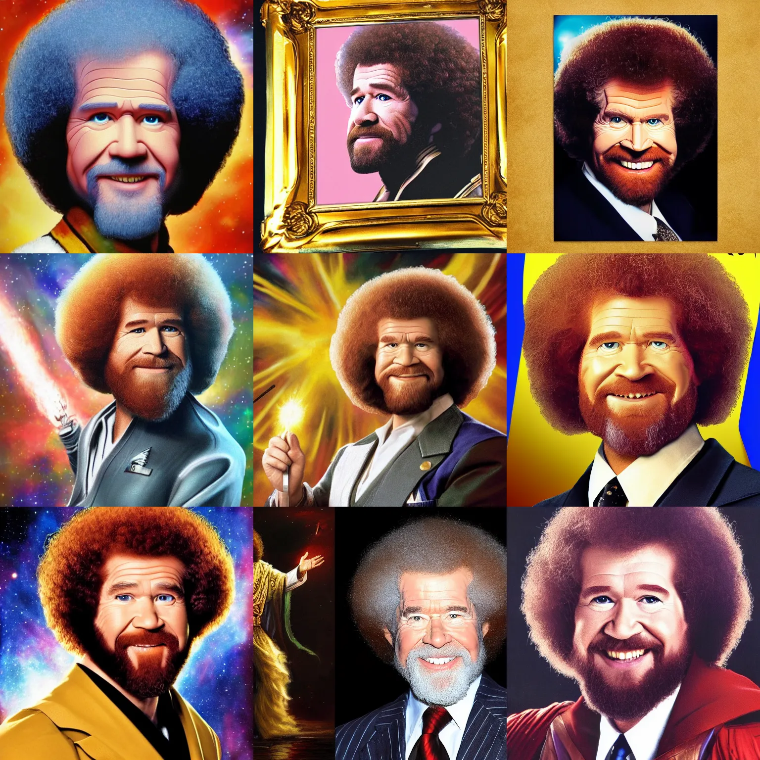 Prompt: Bob Ross as God Emperor of the known Galaxy, high quality photo