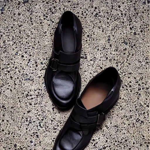 Image similar to bottega veneta shoe with thin plastic straps and thin straps, complex, detailed, flash photography, high quality, by juergen teller, terry richardson