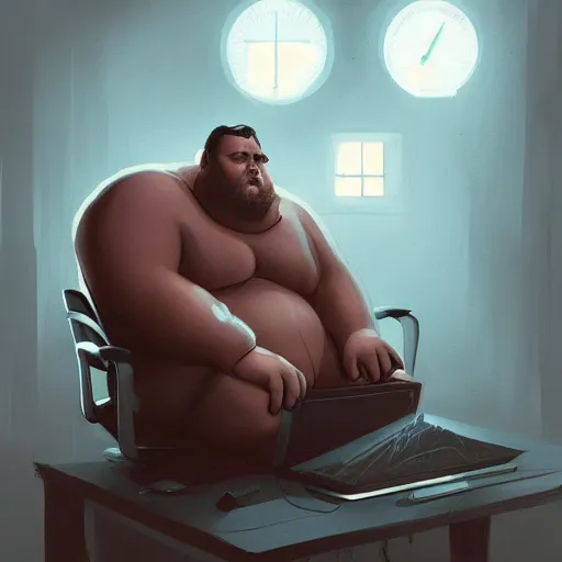 Image similar to a insanely detailed painting of a slightly overweight man wearing a homemade superhero costumed, sitting at a computer desk, nervously and clicking on the mouse, in the style of peter mohrbacher, dramatic lighting and composition, trending on artstation, concept art, comic book