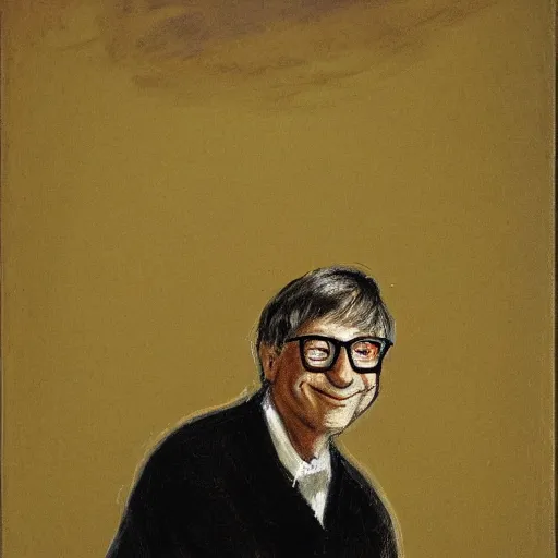 Image similar to bill gates as a demon painted by Goya.