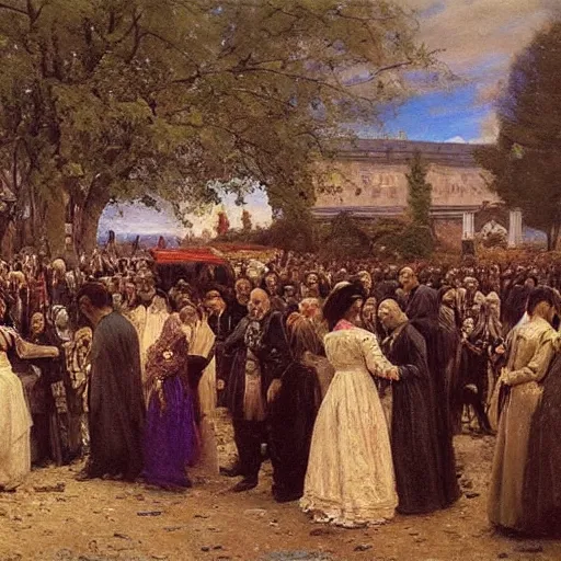 Prompt: wedding of the dead by vasily grigoryevich perov