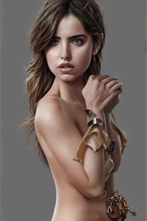 Image similar to ana de armas in the style of stefan kostic, realistic, full body, sharp focus, 8 k high definition, insanely detailed, intricate, elegant, art by stanley lau and artgerm