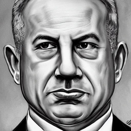 Image similar to a portrait of benjamin netanyahu by hillier dan