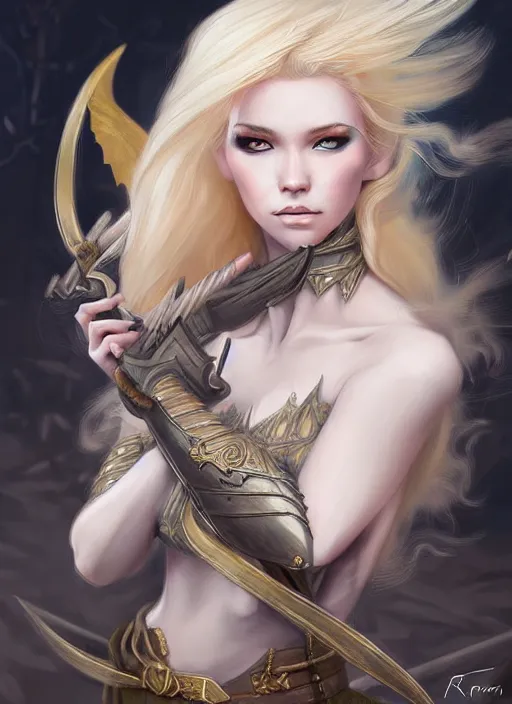 Image similar to blonde combat fairy venizian era, dark fantasy, extremely detailed, sharp focus, portrait, smooth, digital illustration, by rossdraws, frank franzzeta