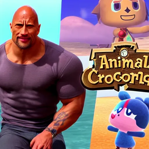 Image similar to dwayne johnson in animal crossing