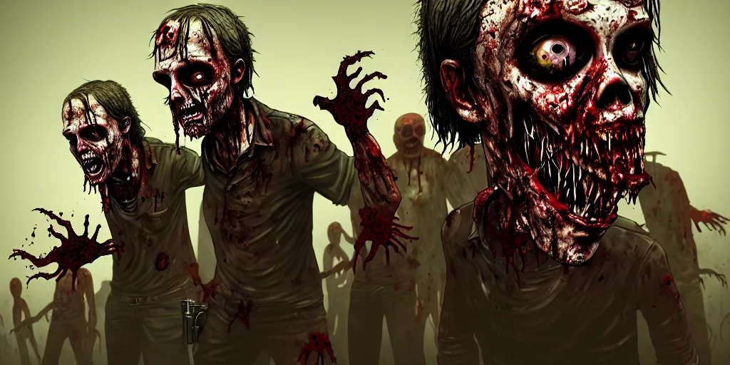 Image similar to Zombie Walking Dead, trending on artstation, high quality, highly detailed