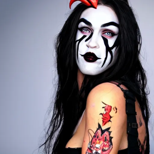 Image similar to portrait of megan fox as a juggalo, photorealistic, 8 k,