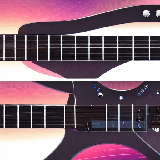 Image similar to beautiful futuristic electronic guitar high end concept, touch screen fretboard with animation, product design, dynamic lighting, high resolution, good focus