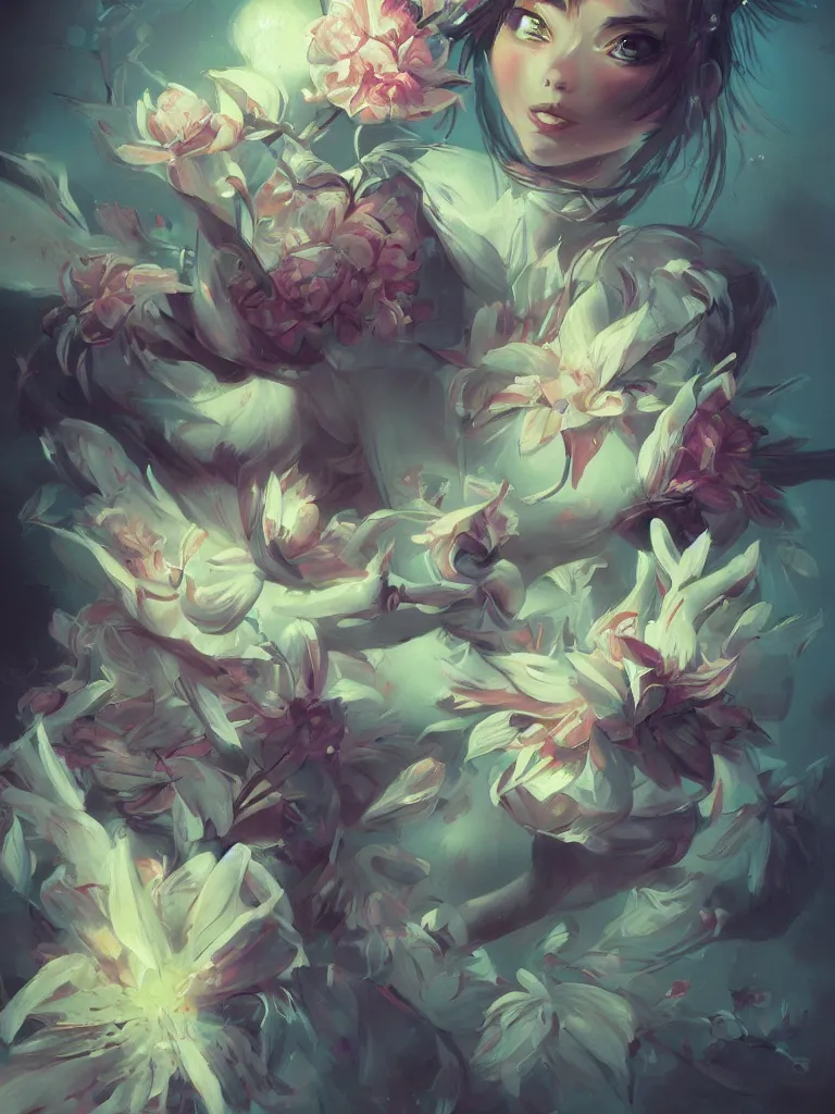 Image similar to retro painting of surreal waiim flower, by ross tran, highly detailed, hyperrealism, excellent composition, cinematic concept art, dramatic lighting, trending on artstation