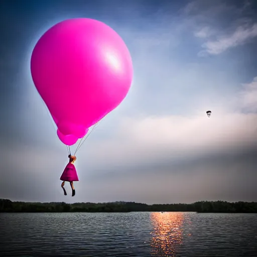 Image similar to a 5 0 mm lens photograph of a cute pink floating modern house, floating in the air between clouds, inspired by the movie up, held up from above by heart ballons. mist, playful composition canon, nikon, award winning, photo of the year