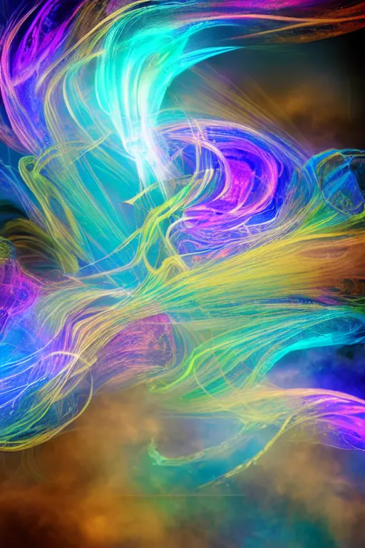 Prompt: swirling light streaks and ornate flowing smoke streams and smooth particle effects, fume fx,