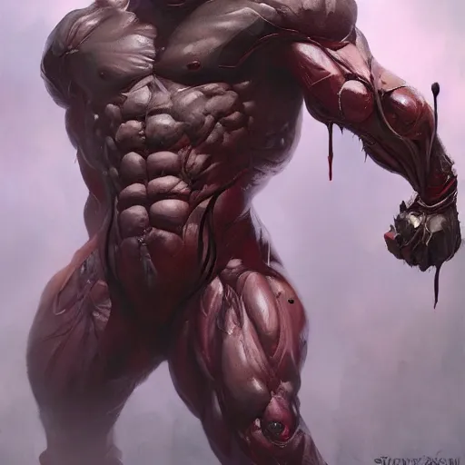 Image similar to doom, muscular male undead cyborg, muscle, fungus, painted by stanley lau, painted by greg rutkowski, painted by stanley, artgerm, masterpiece, digital art, trending on arts