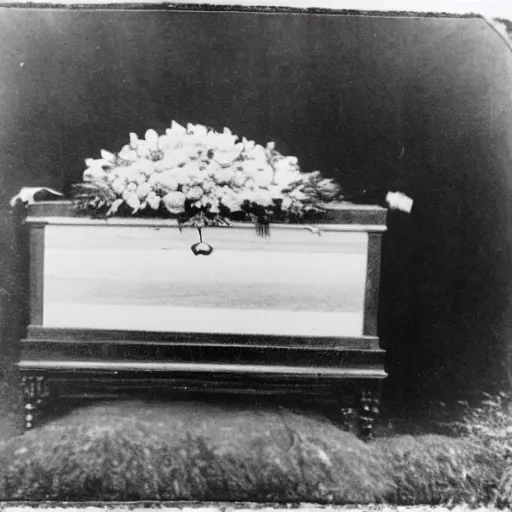 Image similar to Putin lies in a coffin. Daguerrotype