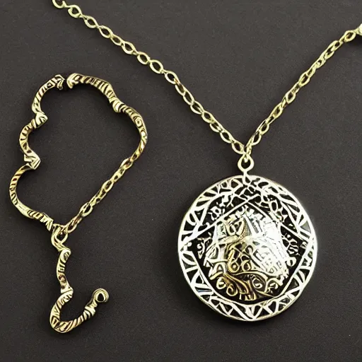 Image similar to very mysterious powerful magical jewelry, in the care of a powerful wizard