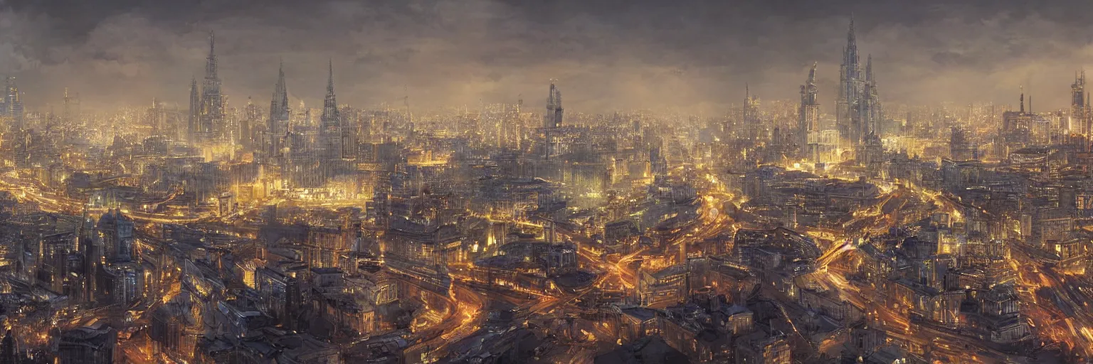 Image similar to a beautiful highly detailed matte painting of a night at Moscow city, by Jose Daniel Cabrera Pena and Leonid Kozienko concept art by Tooth Wuan