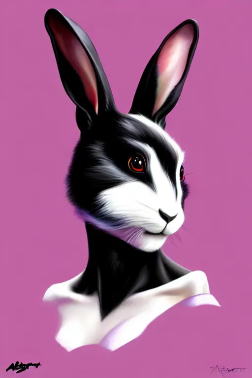 Prompt: multicolored black rabbit by Artgerm and WLOP