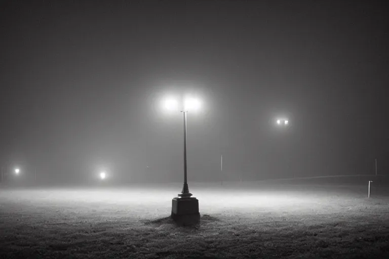 Prompt: that playground does not exist, alone, mid night, no lights, fog, very dark, dark, 2 0 0 0 s photo