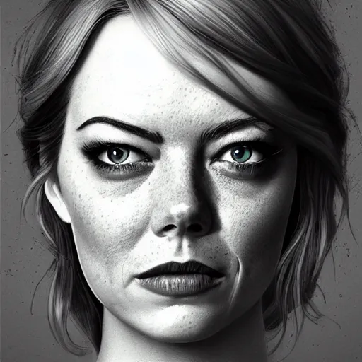 Prompt: the maniac 2 promotion poster, portrait of emma stone, trending on artstation, artgerm, hyper detailed, cinematic