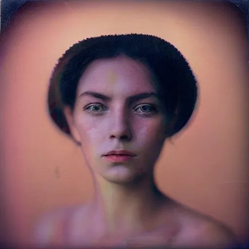 Prompt: portrait of a very beautiful!!!! woman! symmetric face, petzval lens. featured on flickr, art photography, photo taken with provia, photo taken with ektachrome. autochrome. sharp eyes