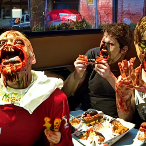 Prompt: zombies eating at mcdonald's