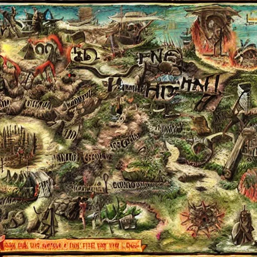 Image similar to map outdoor of hell, very detailed