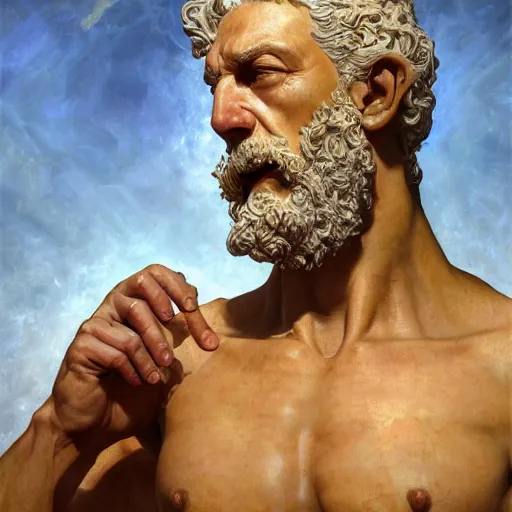 Prompt: portrait of old Greek sculptures making sculptures, digital painting, artstation, concept art, donato giancola, Joseph Christian Leyendecker, WLOP, Boris Vallejo, Breathtaking, 8k resolution, extremely detailed, beautiful, establishing shot, artistic, hyperrealistic, octane render, cinematic lighting, dramatic lighting, masterpiece, light brazen, extremely detailed and beautiful face