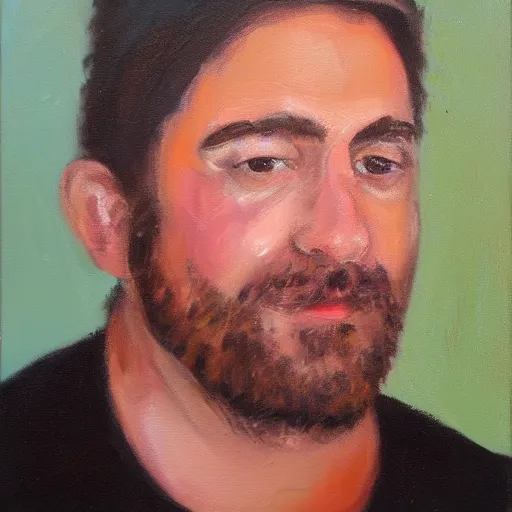 Image similar to rob schrab, oil painting