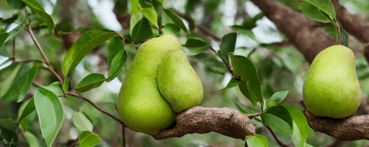 Image similar to a cute green pear animal; nature photography