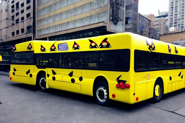 Image similar to a bus full of pikachu