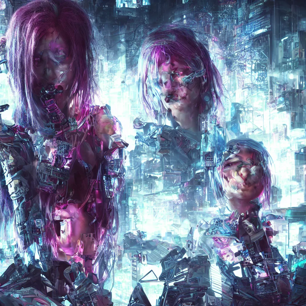 Image similar to a fine portrait of a psycho mystical cyberpunk princess with a lot of chaotic magic power in a dystopian world, 8K 3D octane render cosmic psycho dystopia art