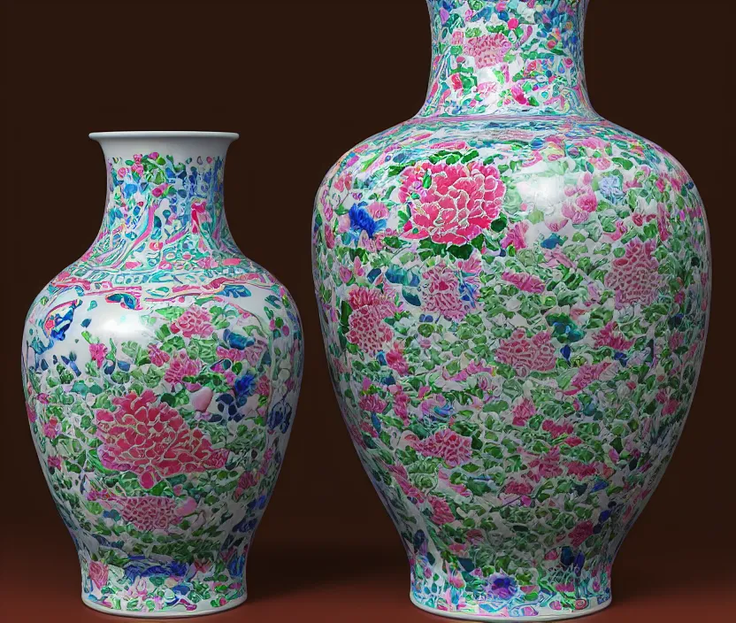 Image similar to Still life photo studio, porcelain chinese vase, unreal engine, highly detailed