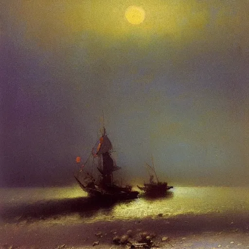 Image similar to by Ivan Aivazovsky and Odilon Redon