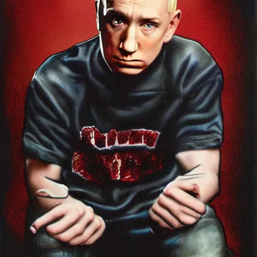 Prompt: eminem einstein portrait