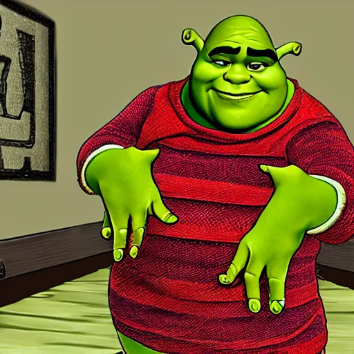 Image similar to shrek is frustrated about his taxes