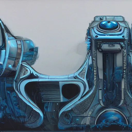 Prompt: abstract painting of scifi gadget hardsurface shape form exploration, big medium small, artstation, colored marker, syd mead, hr giger, concept art